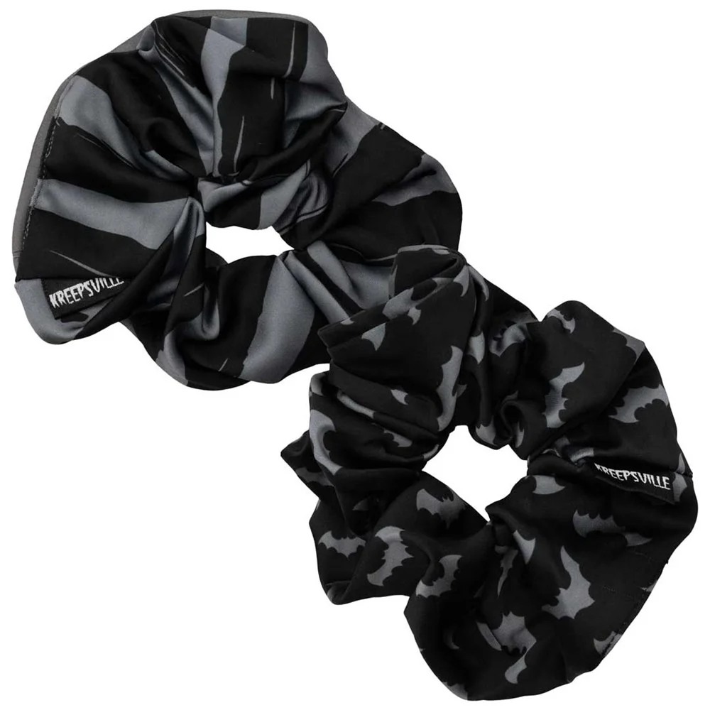 Kreepsville - Bats Grey set Hair scrunchie - Grey/Black